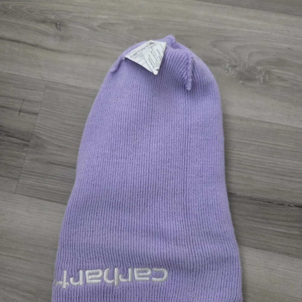 Carhartt Men’s Knit Insulated Cuffed Beanie One Size Lavender Spellout &‎ Logo